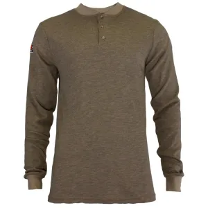 Long Sleeve Henley - Flash Fire (FR) and Arc Flash Resistant. Rib Knit Cuffs. Lightweight. Performance Fabric
