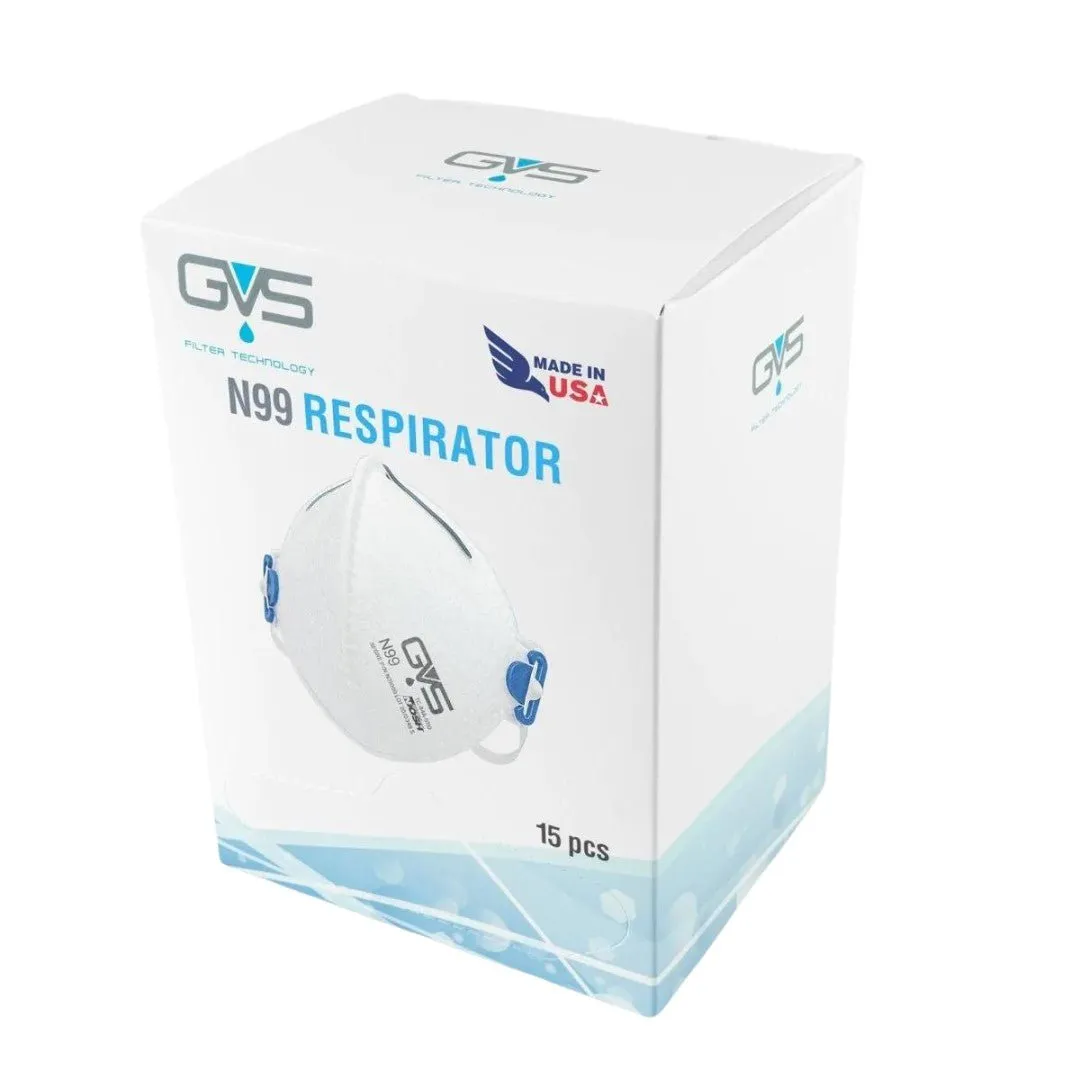 N99 Respirators (Box of 15 Respirators) - Segre N31000. GVS Filter