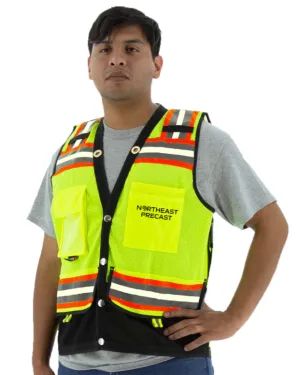 Northeast Precast Logo - Glow-In-The-Dark Hi Vis Surveyors Vest. Snaps