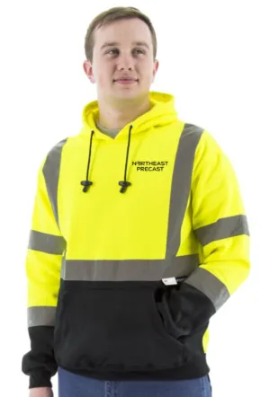 Northeast Precast Logo - High Visibility Pullover Hoodie - Type R Class 3. Hi Vis Yellow