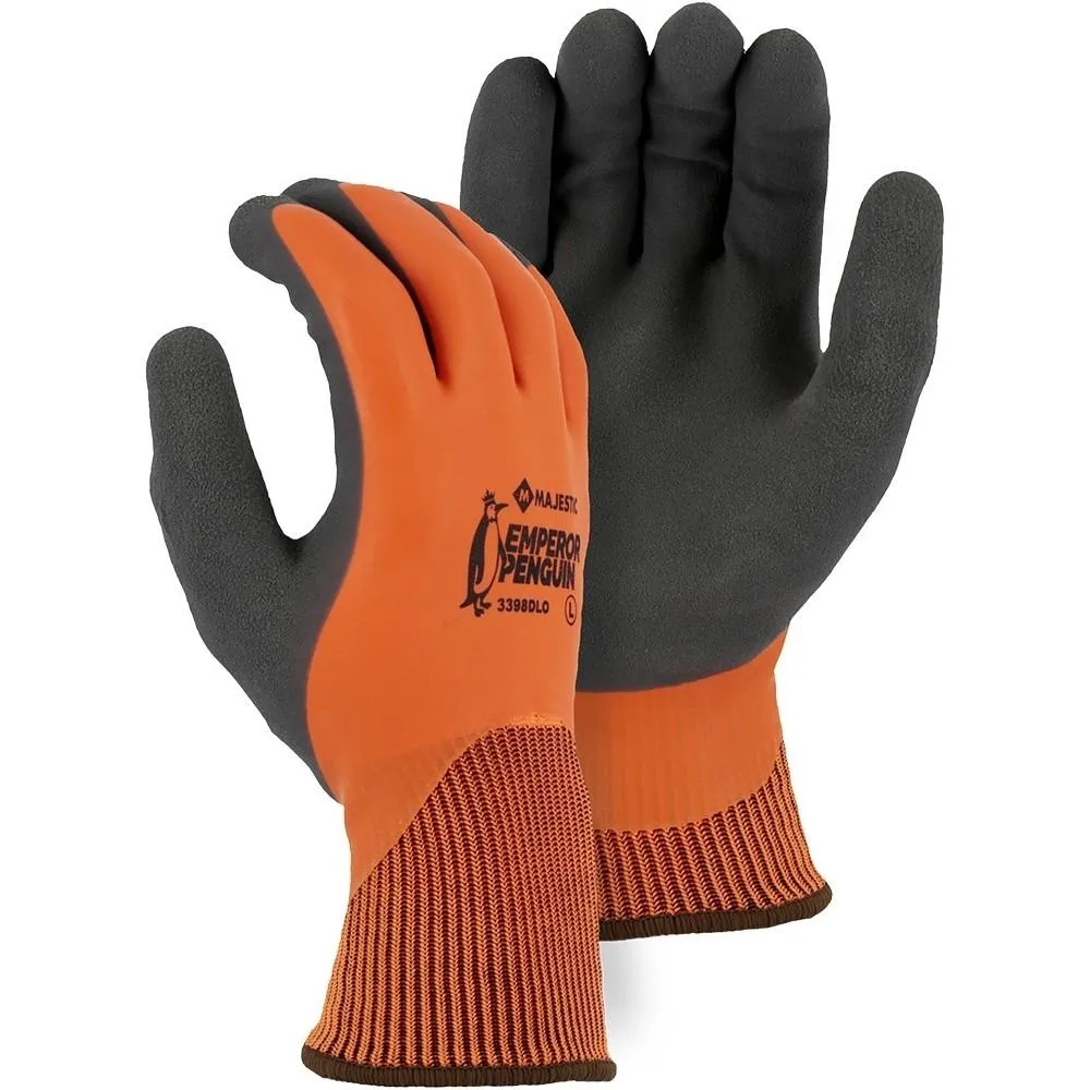 Nylon Glove with Latex Double Dip - High Visibility. Waterproof. and Winter Lined Glove (PK 12 Pairs) - Majestic