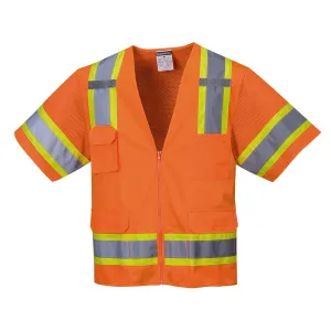 Portwest - US373 - Aurora Hi-Vis Contrast Executive Vest S/S Orange