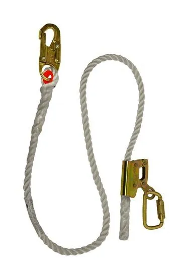 Positioning Rope Lanyards - 6 or 8 ft.. Adjustable. Rope Grab. Select Connectors