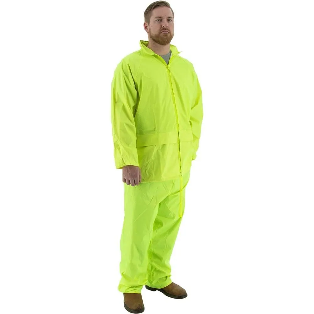 Rain Suits - Premium Waterproof Two-Piece Hooded Polyester with PVC Coating - Majestic