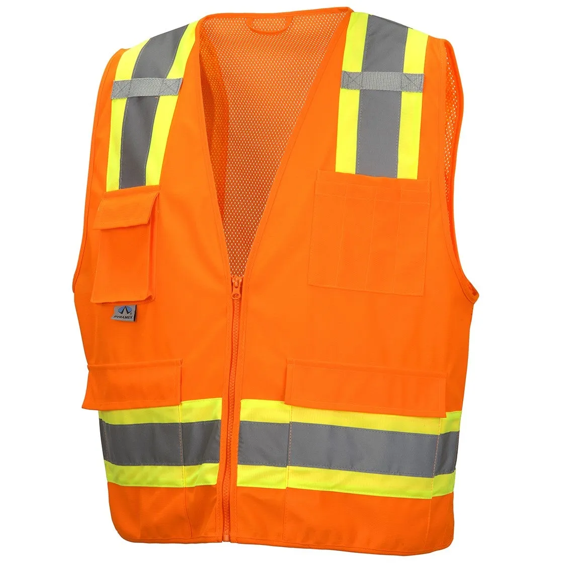 RVZ24 Hi Vis Mesh Back Vest - ANSI 2. Type R. 6 Pockets. Zipper