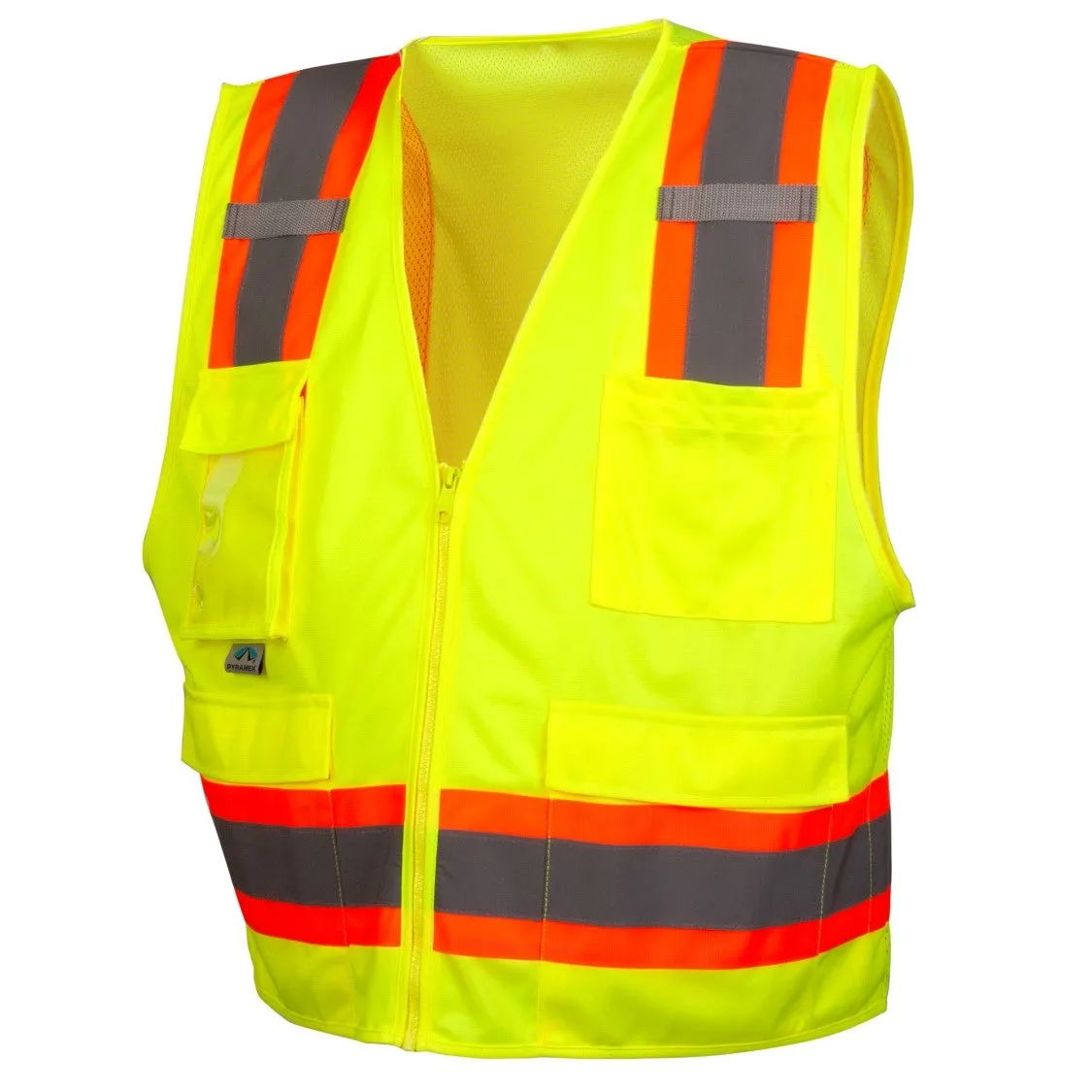 RVZ24 Hi Vis Mesh Back Vest - ANSI 2. Type R. 6 Pockets. Zipper