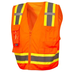 RVZ24 Hi Vis Mesh Back Vest - ANSI 2. Type R. 6 Pockets. Zipper