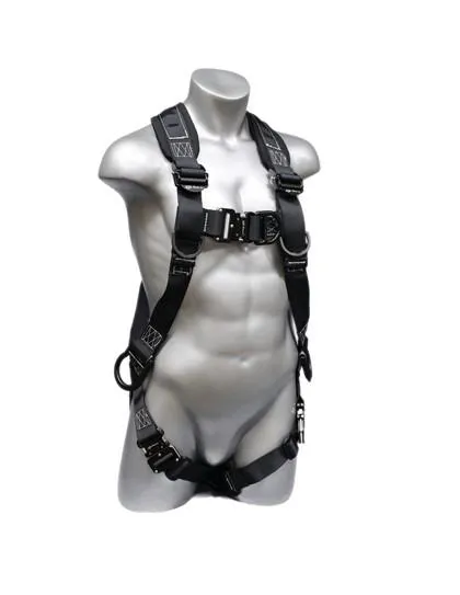 Safety Harness - 4 D-Rings (Back. Hips. & Chest). Quick Connect Buckles - Platinum Kestrel Series Fall Arrest
