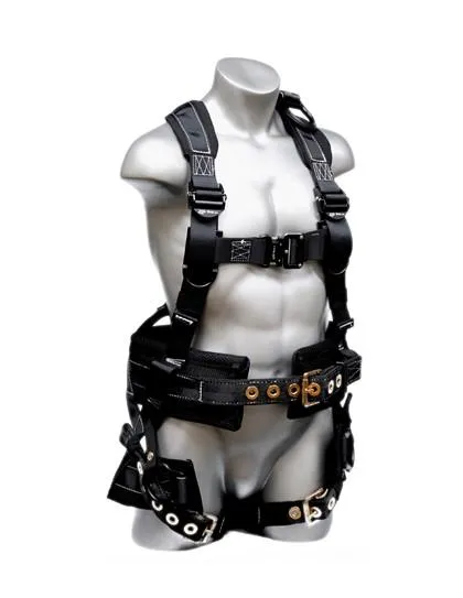 Safety Harness - 4 D-Rings (Saddle. Lower Back. & Extended Back). Quick Connect and Tongue Buckles - Platinum Oil Rigger Series Fall Arrest