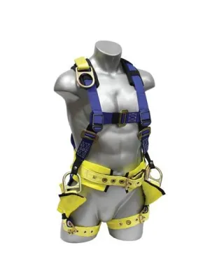 Safety Harness - 4 Steel D-Rings (Saddle. Lower Back. & Extended Back). Mating and Tongue Buckles - Oil Rigger Master Series Fall Arrest