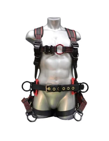 Safety Harness - 6 Aluminum Rings (Saddle. Chest. Back. & Hips). Quick Connect and Tongue Buckles - Raven Tower Series Fall Arrest