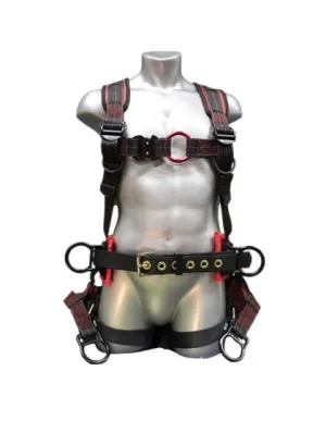 Safety Harness - 6 Aluminum Rings (Saddle. Chest. Back. & Hips). Quick Connect and Tongue Buckles - Raven Tower Series Fall Arrest