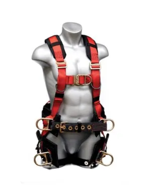 Safety Harness - 6 Steel D-Rings (Saddle. Chest. Back. & Hips). Quick Connect and Tongue Buckles - Eagle Tower Series Fall Arrest