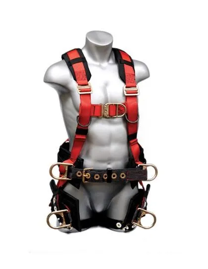Safety Harness - 6 Steel D-Rings (Saddle. Chest. Back. & Hips). Quick Connect and Tongue Buckles - Eagle Tower Series Fall Arrest