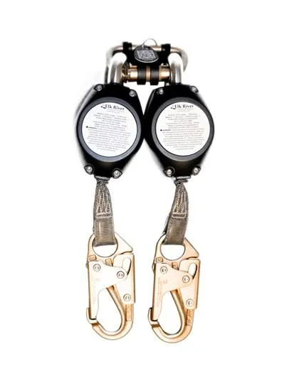 Self Retracting Lanyards - 7 ft. Twin Leg Web. Aluminum SRD/SRL. Carabiner   Snap Hooks