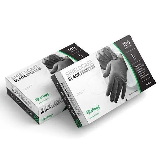 ShieldCare 5 Mil Industrial Nitrile Black Disposable Gloves (PK 1000 Gloves)