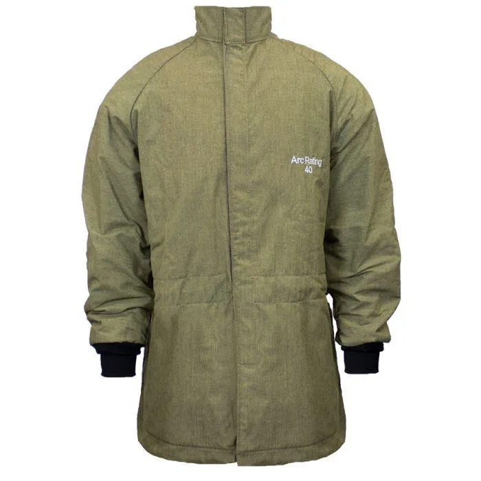 Short Arc Flash Coat - Fire and Arc Flash Resistant. FR Hook & Loop Closure. Drawstring Waist. Knit Cuffs - National Safety Apparel