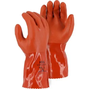 Showa PVC Double Dip Interlock Lined Chemical Resistant Gloves - Wet Grip. 12 Inch Gauntlet Cuff (PK 12 Pairs)
