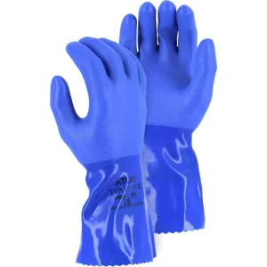 Showa PVC Triple Dip Interlock Lined Chemical Resistant Gloves - Oil Grip. 12 Inch Gauntlet Cuff (PK 12 Pairs)