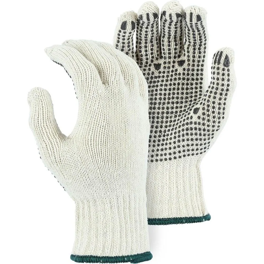 String Knit Glove - PVC Dotted. Mediumweight Cotton and Polyester Blend (PK 12 Pairs) - Majestic