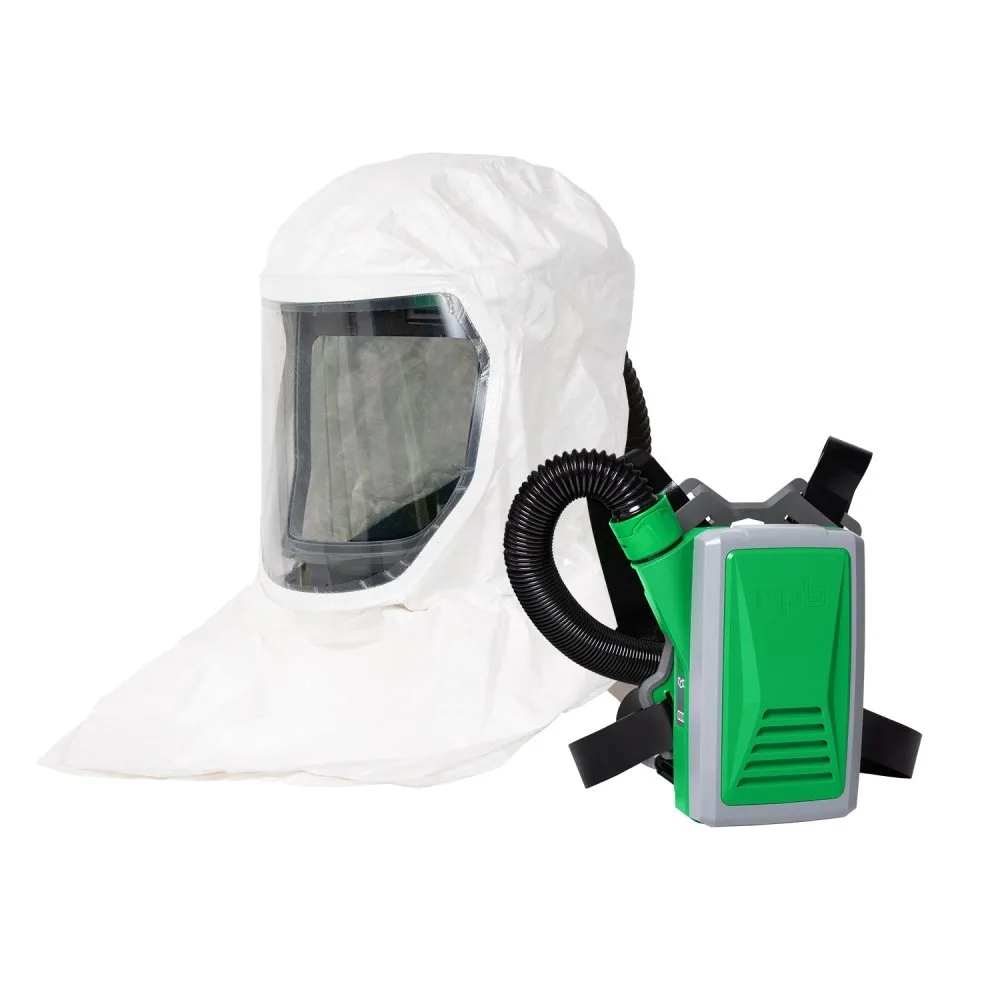 T-Link Respirator Hood - PAPR or Supplied Air. Helmet or Bump Cap. Lightweight Tyvek. NIOSH Certified Protection for Paint/Powder Coat Manufacturing