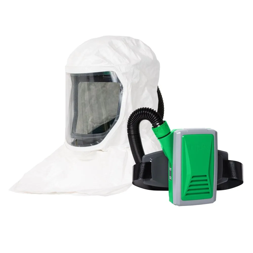T-Link Respirator Hood - PAPR or Supplied Air. Helmet or Bump Cap. Lightweight Tyvek. NIOSH Certified Protection for Paint/Powder Coat Manufacturing