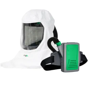 T-Link Respirator Hood - PAPR or Supplied Air. Helmet or Bump Cap. Lightweight Tyvek. NIOSH Certified Protection for Paint/Powder Coat Manufacturing