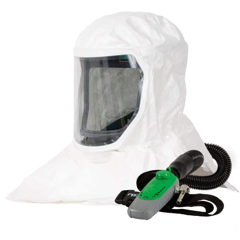 T-Link Respirator Hood - PAPR or Supplied Air. Helmet or Bump Cap. Lightweight Tyvek. NIOSH Certified Protection for Paint/Powder Coat Manufacturing