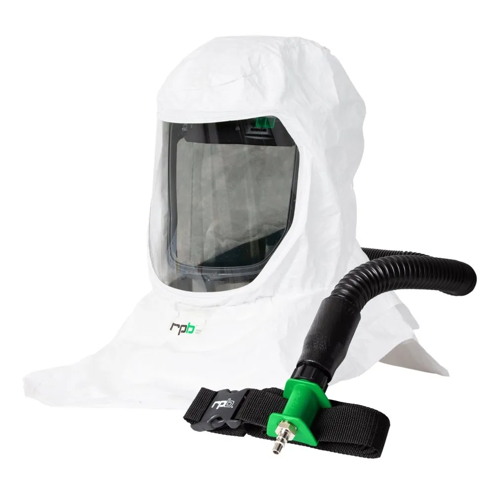 T-Link Respirator Hood - PAPR or Supplied Air. Helmet or Bump Cap. Lightweight Tyvek. NIOSH Certified Protection for Paint/Powder Coat Manufacturing
