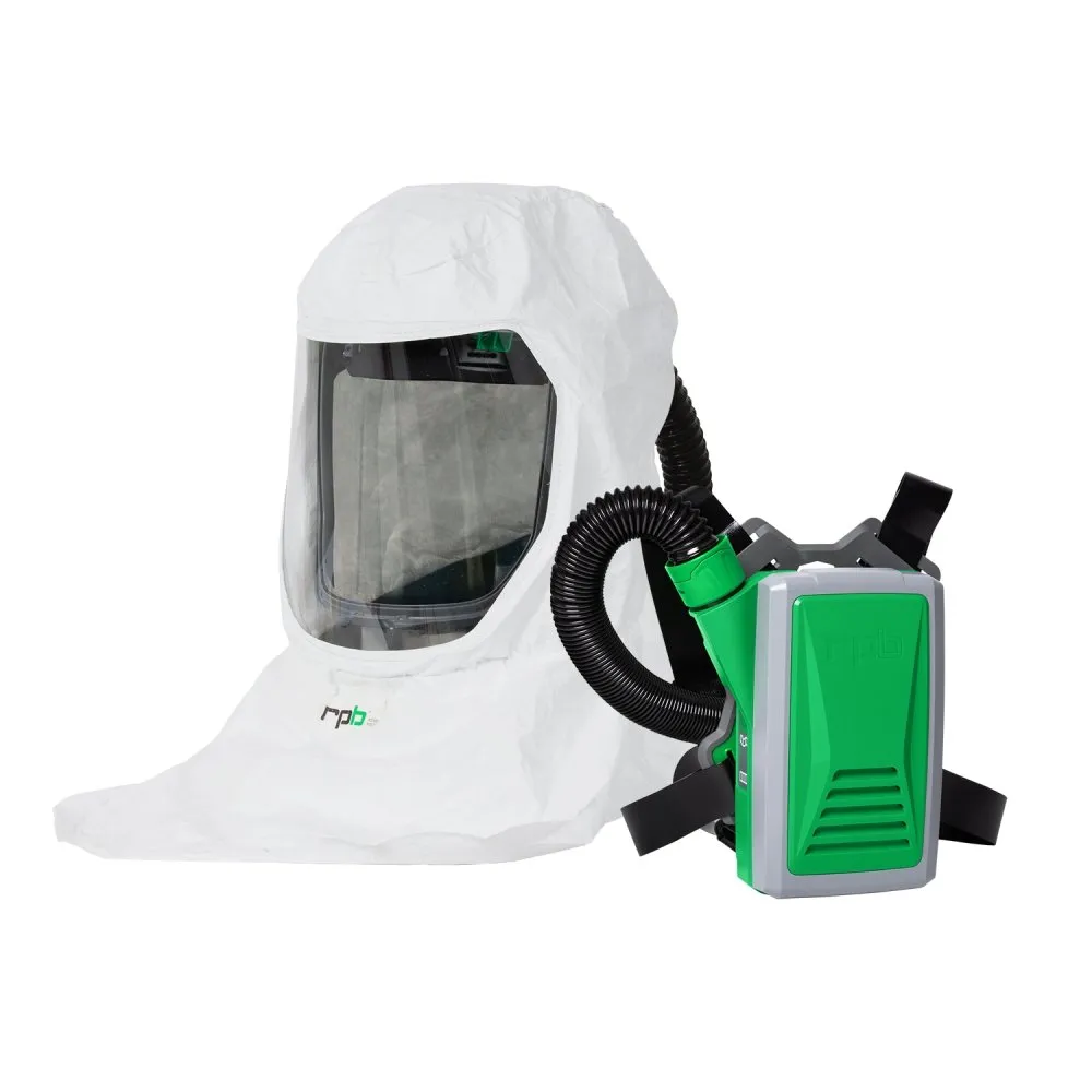 T-Link Respirator Hood - PAPR or Supplied Air. Helmet or Bump Cap. Lightweight Tyvek. NIOSH Certified Protection for Paint/Powder Coat Manufacturing