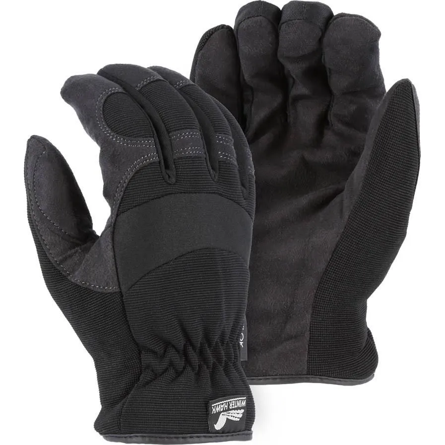 Winter-Lined Shirred Slip-On Mechanics Glove with Armor Skin Palm (PK 12 Pairs) - Majestic
