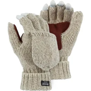 Wool Glove - Leather Palm. Two-Ply. Winter Lined. Fingerless (12 Pairs)
