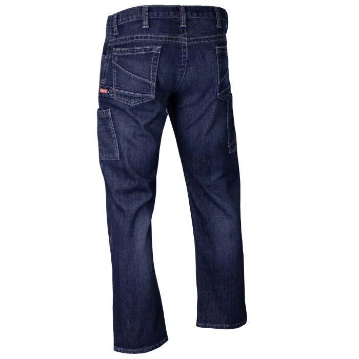 Work Jeans - Fire (FR) and Arc Flash Resistant. Modern Regular Fit. Utility Pockets. Stretch Denim. Enzyme Wash - National Safety Apparel