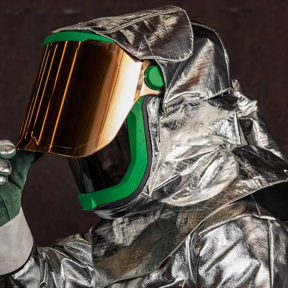 Z-Link Radiant Heat Respirator Helmet - PAPR. Aluminized Cape. NIOSH Certified Protection for Foundries and Glass Mfr - RPB Safety
